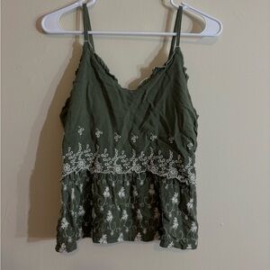 green embroidered tank top